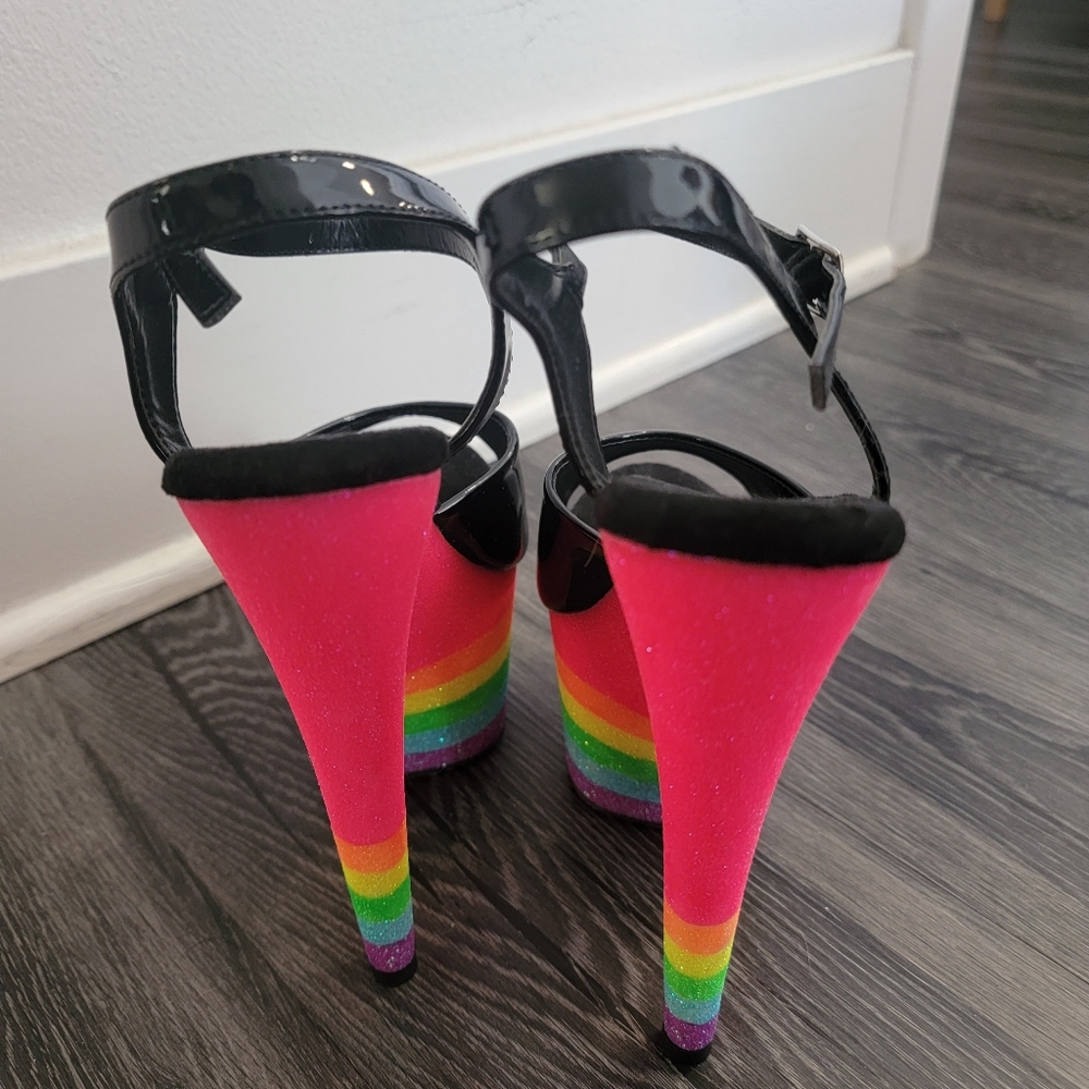 Pleaser Rainbow Platform Heels - image 3